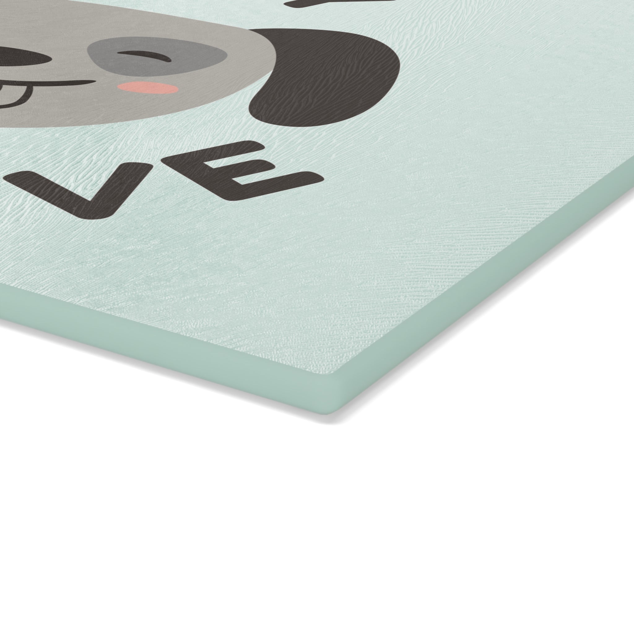 Glass Cutting Board - Mint Paw Print & Fishbone Pattern