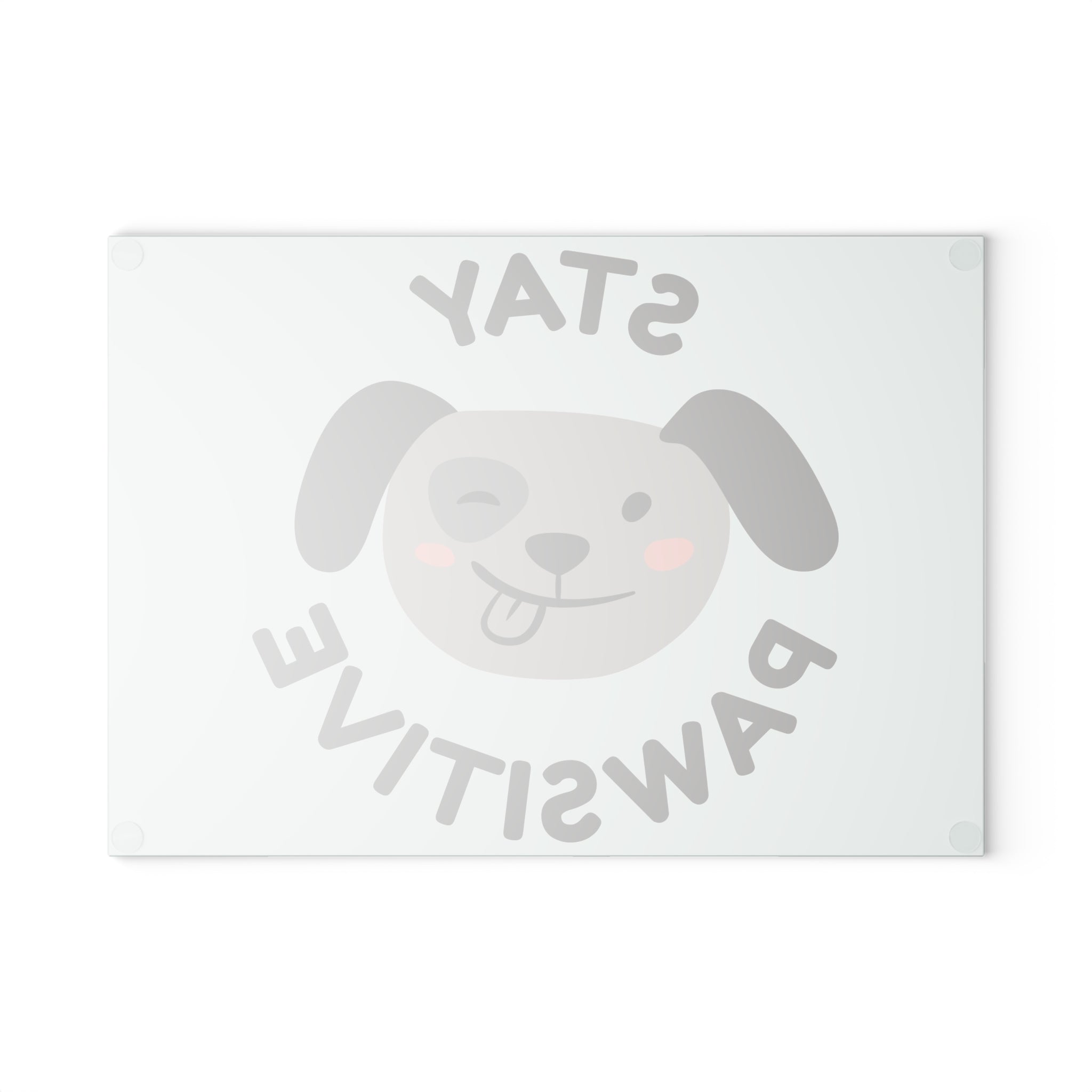 Glass Cutting Board - Mint Paw Print & Fishbone Pattern