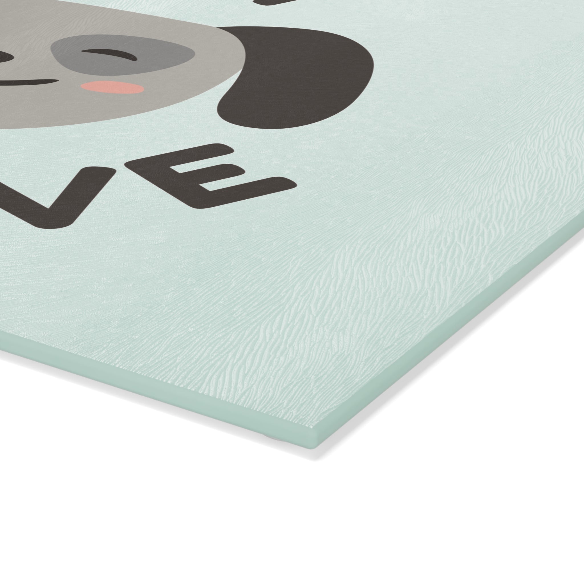 Glass Cutting Board - Mint Paw Print & Fishbone Pattern