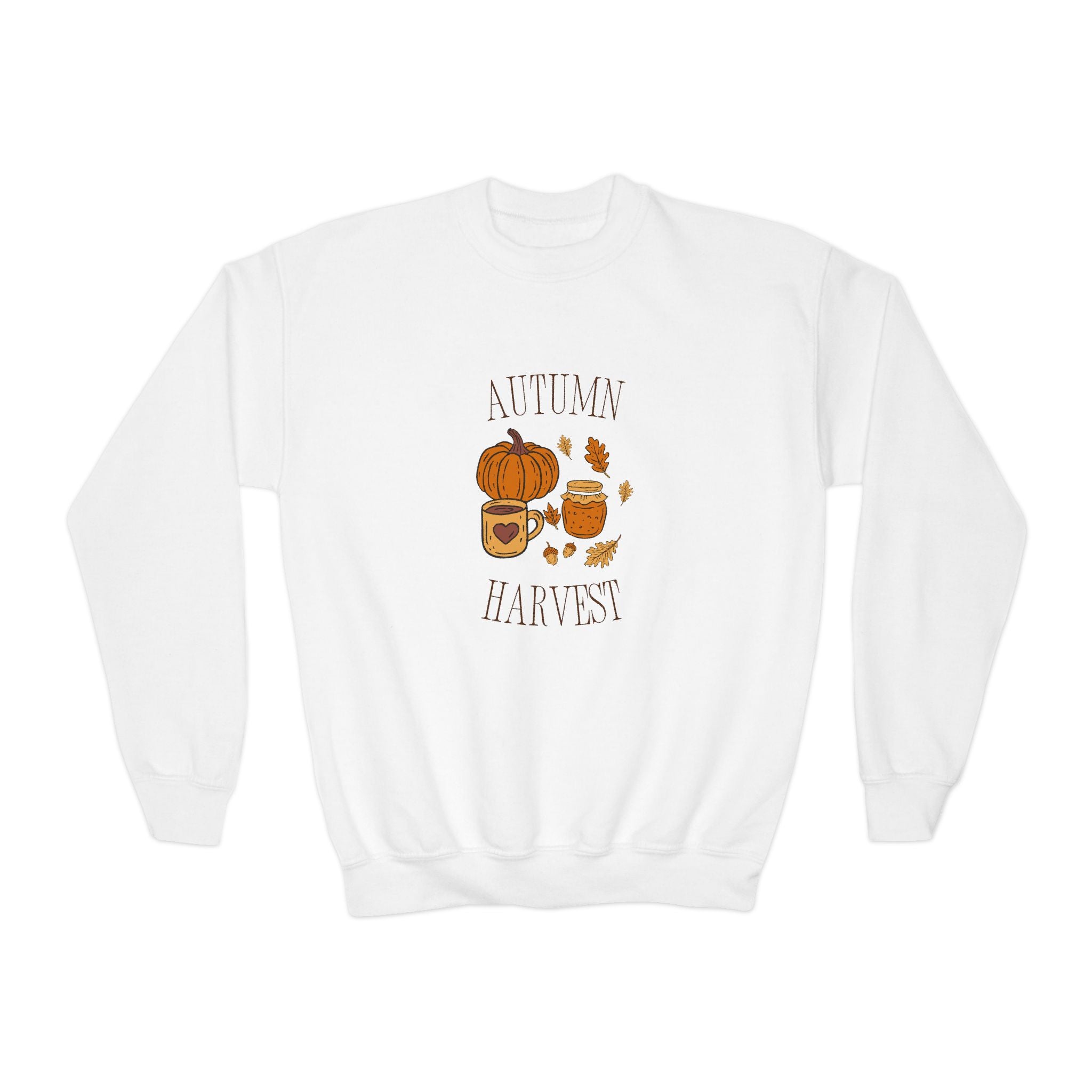 Cozy Autumn Pumpkin Harvest Youth Crewneck Sweatshirt