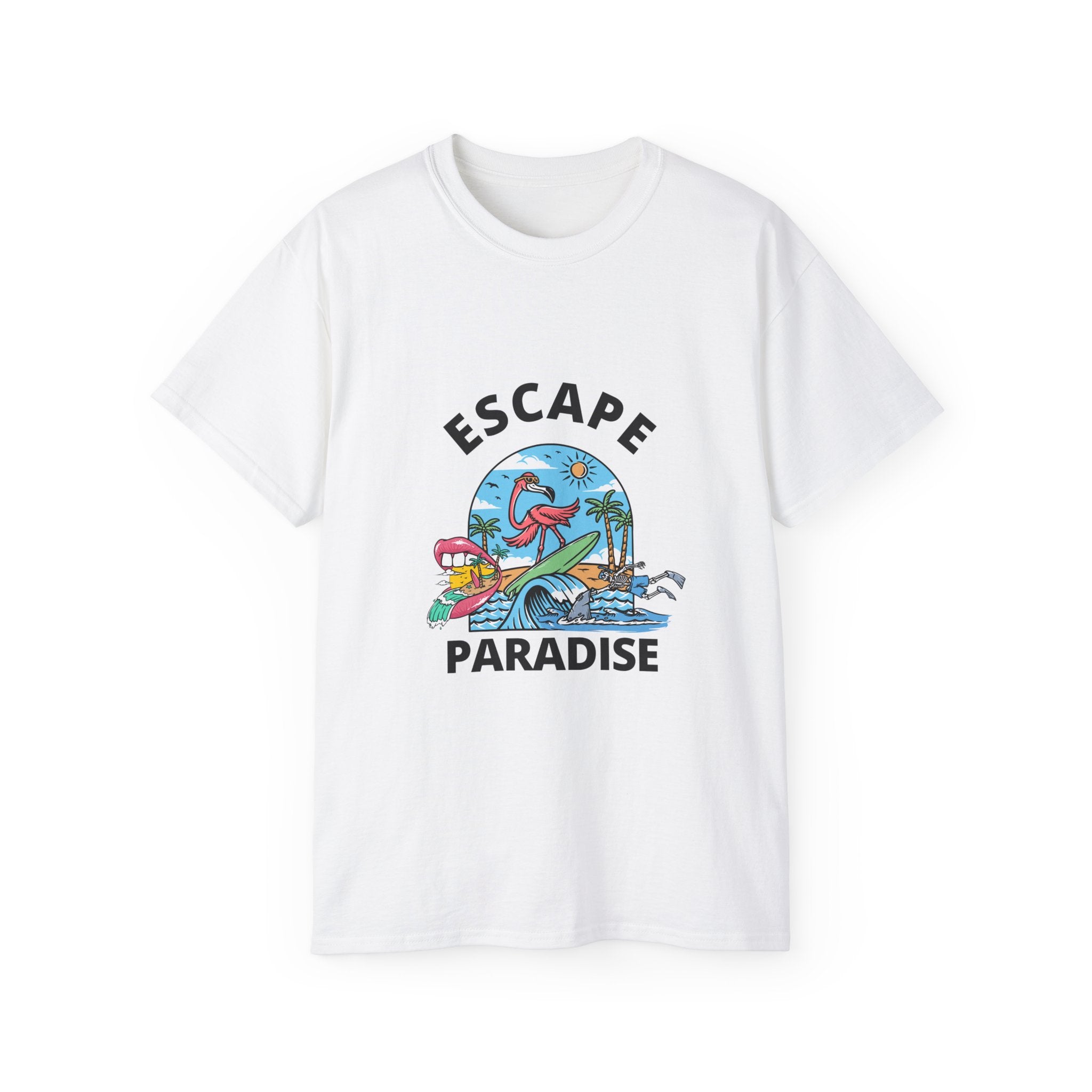 Escape Paradise Surf Tropical Beach Tee
